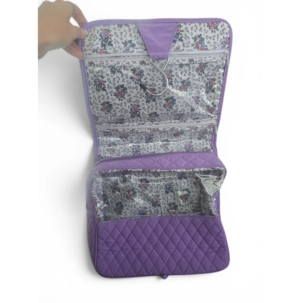 Vera Bradley Quilted Cotton Hanging Travel Organizer Toiletry Bag Purple Floral